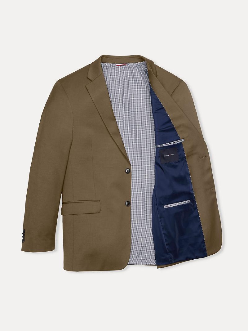 Férfi Tommy Hilfiger Regular fit tan sharkskin wool Blézerek Barna | HU 1265CTV